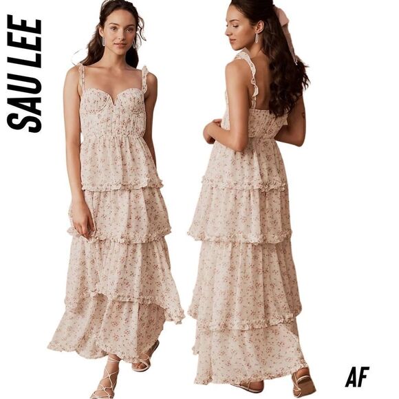 SAU LEE PEYTON DRESS NWT SIZE 10 IVORY COMBO - Picture 1 of 10